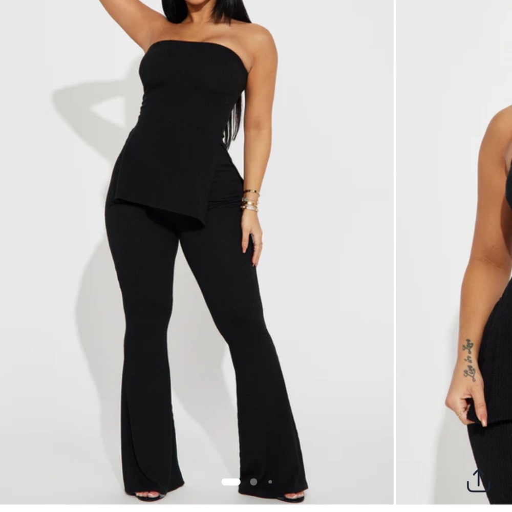 Fashion Nova Black Strapless Pants Set